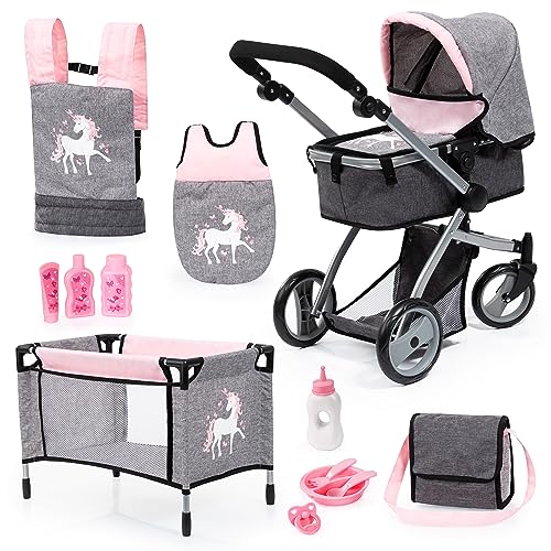 Bayer Design 18333AC Puppenwagenset, Tasche, Puppenbett, Schlafsack, Puppenzubehör, Wagen mit höhenverstellbarem Griff, schwenkbare Vorderräder, wandelbar als Puppenjogger Bayer Design 18333AC Puppenwagenset, Tasche, Puppenbett, Schlafsack, Puppenzubehör, Wagen mit höhenverstellbarem Griff, schwenkbare Vorderräder, wandelbar als Puppenjogger von Bayer Design