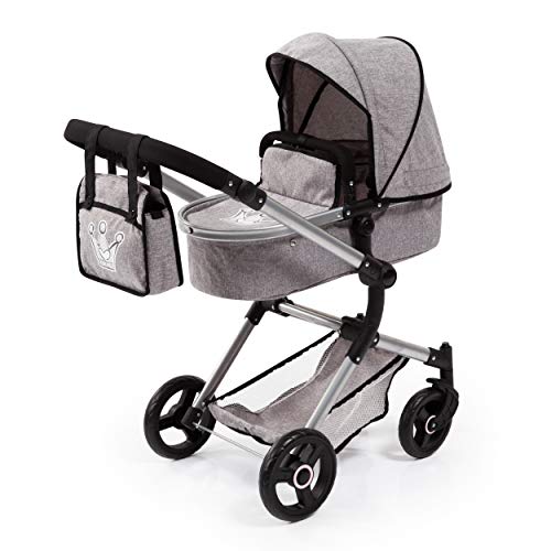 Bayer Design 18410AA Kombi Puppenwagen Vario mit Wickeltasche und Einkaufskorb, umwandelbar in einen Sportwagen, höhenverstellbar, modern, grau mit Krone, 52cm Bayer Design 18410AA Kombi Puppenwagen Vario mit Wickeltasche und Einkaufskorb, umwandelbar in einen Sportwagen, höhenverstellbar, modern, grau mit Krone, 52cm von Bayer Design
