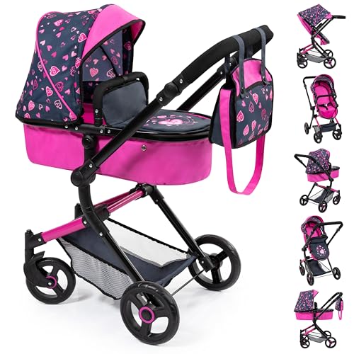 Bayer Design 18418AA Kombi Puppenwagen Neo Vario mit Tasche, Rosa, Schwarz, 65 x 42 x 86 cm von Bayer Design