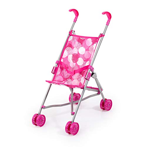 Bayer Design 30541AA Puppenbuggy, Puppenwagen mit integrierten Sicherheitsgurt, leicht faltbar, klappbar, weiß, pink mit modernen Muster, 47x27x56 cm von Bayer Design