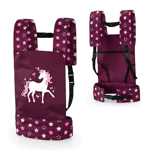 Bayer Design 62223AA Puppentrage EasyCarry, gepolstert, verstellbare Riemen, hinten und vorne tragbar, für Puppen und Plüschtiere, Bordeaux, rosa, Einhorn, 46 cm Bayer Design 62223AA Puppentrage EasyCarry, gepolstert, verstellbare Riemen, hinten und vorne tragbar, für Puppen und Plüschtiere, Bordeaux, rosa, Einhorn, 46 cm von Bayer Design