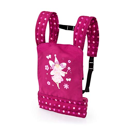 Bayer Design 62267AA Puppentrage EasyCarry, Tragegurt, tragbar Vorne und Hinten, Tragesitz, Puppenzubehör, Kuscheltier u. Puppen, Bordeaux mit Fee von Bayer Design