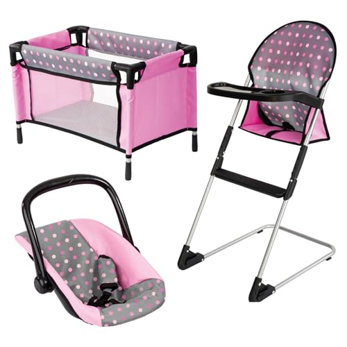 Bayer Design 63266AD Puppenhochstuhl, Puppenbett, Puppenautositz, Zubehörset für Babypuppen Bayer Design 63266AD Puppenhochstuhl, Puppenbett, Puppenautositz, Zubehörset für Babypuppen von Bayer Design