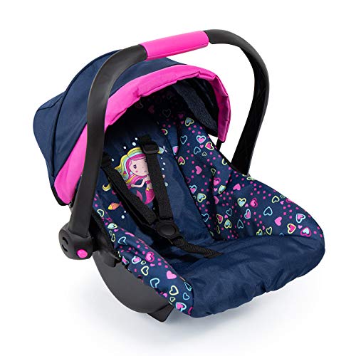 Bayer Design 67917AA Puppen-Autositz EasyGo, Puppenzubehör, passend zum Neo Vario Puppenwagen, mit Dach und Gurt, blau, pink, meerjungfrau mit Herzen, ‎45 x 34 x 38 cm von Bayer Design