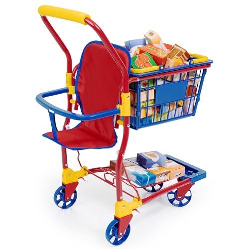 Bayer Design 75003AA Einkaufswagen Supermarkt Kinder, mit Spiellebensmittelkartons, bunt, aus Metall, integrierter Sitz, herausnehmbarer Korb, Kaufladenzubehör, Large Bayer Design 75003AA Einkaufswagen Supermarkt Kinder, mit Spiellebensmittelkartons, bunt, aus Metall, integrierter Sitz, herausnehmbarer Korb, Kaufladenzubehör, Large von Bayer Design