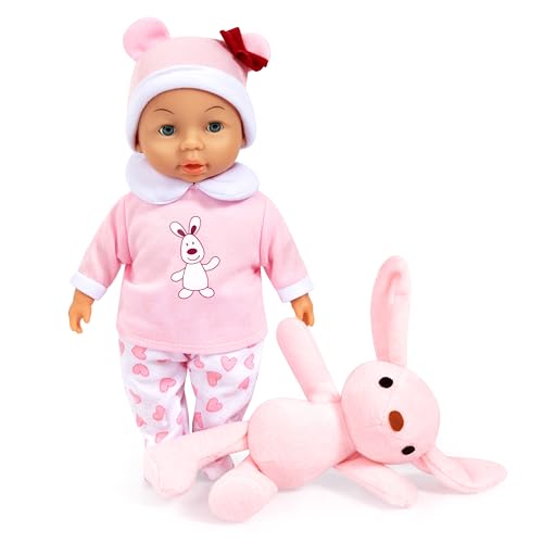 Bayer Design 92802BL Babypuppe 28 cm, weicher Körper, Schlafaugen, mit Kuscheltier, handliche Größe Bayer Design 92802BL Babypuppe 28 cm, weicher Körper, Schlafaugen, mit Kuscheltier, handliche Größe von Bayer Design