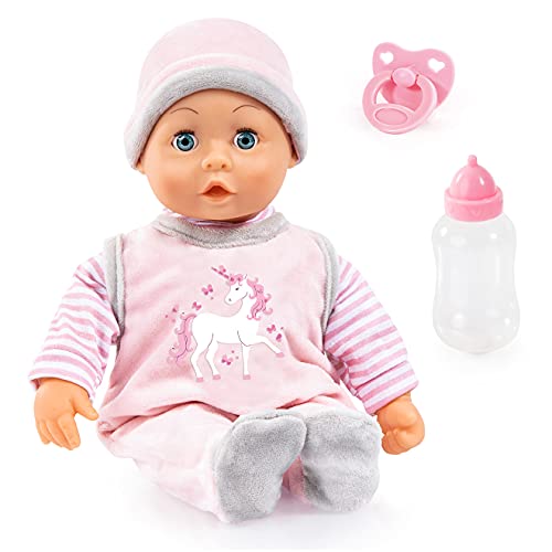 Bayer Design 93824CF Baby Puppe mit Geräuschen, weicher Körper, Spielpuppe 38 cm, Puppenzubehör von Bayer Design