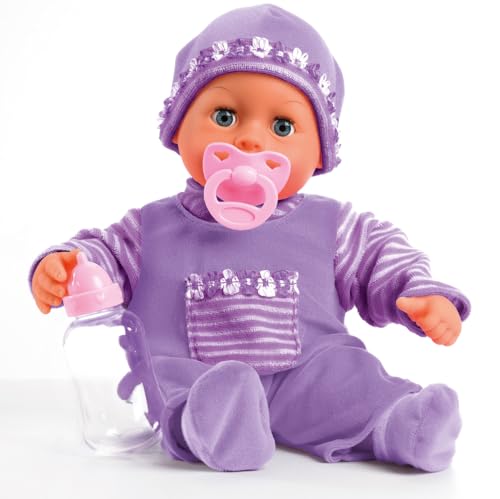 Bayer Design 93826AF Babypuppe interaktiv, sprechend, Schlafaugen, weicher Körper, 24 Babylaute, 38 cm, Lila Bayer Design 93826AF Babypuppe interaktiv, sprechend, Schlafaugen, weicher Körper, 24 Babylaute, 38 cm, Lila von Bayer Design