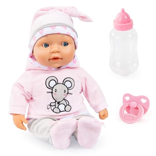 Bayer Design 93844AA Puppe Lisa Magic Eyes, bewegt die Augen, mit Babylauten, interaktiv, sprechend, rosa, 38cm von Bayer Design