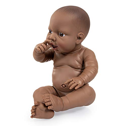 Bayer Design 94200AB Neugeborenen Babypuppe Junge, lebensecht, realistisch, 42 cm, dunkelhäutig von Bayer Design