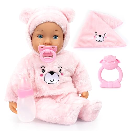 Bayer Design 94230AA Babypuppe, weint echte Tränen, mit Schlafaugen, weichem Körper, Zubehör, 42 cm von Bayer Design