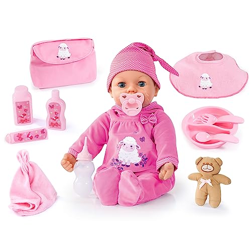 Bayer Design 94697AL Piccolina Real Tears Babypuppe, weint echte Tränen, lacht, mit Zubehör, rosa von Bayer Design