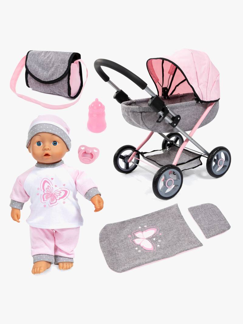 Bayer Design Puppenwagen Cosy Set mit Puppe, Grau/Rosa Bayer Design Puppenwagen Cosy Set mit Puppe, Grau/Rosa von Bayer Design