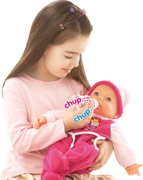 Funktionspuppe Hello Baby mit pinken Strampler von Bayer Design