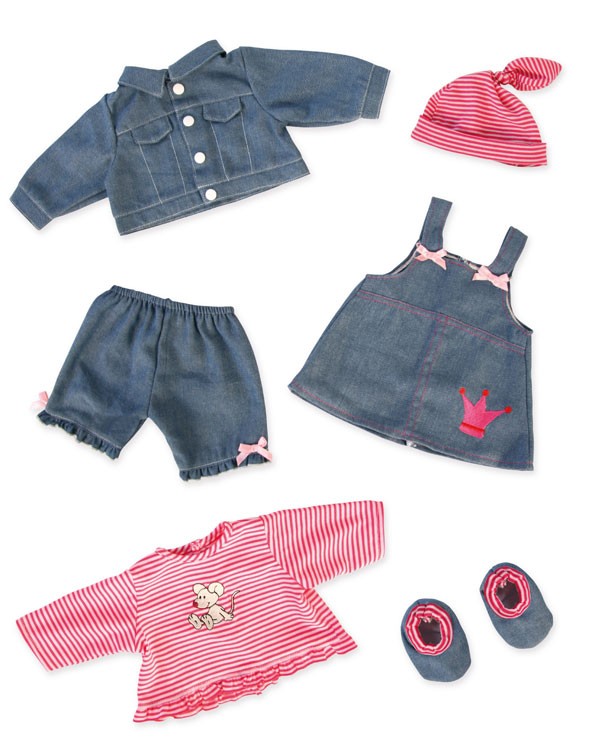 Jeanskleiderset für Puppen, Grösse 38-46cm Jeanskleiderset für Puppen, Grösse 38-46cm von Bayer Design