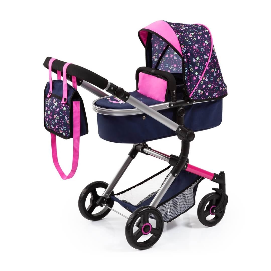 Kombi-Puppenwagen Neo Vario, blau mit Herzen - Puppenwagen Kombi-Puppenwagen Neo Vario, blau mit Herzen - Puppenwagen von Bayer Design