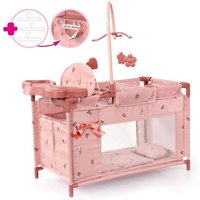 Multi-Puppenbett integrierter Hochstuhl Esstablett Wickelauflage altrosa von Bayer Design