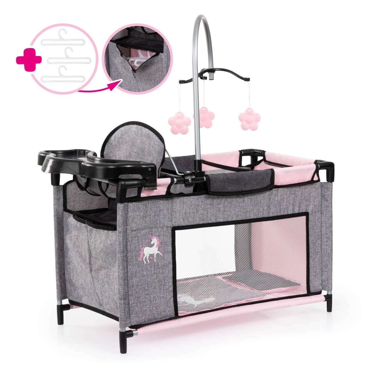 Multibett für Puppen bis 46cm grau mit Einhorn Multibett für Puppen bis 46cm grau mit Einhorn von Bayer Design