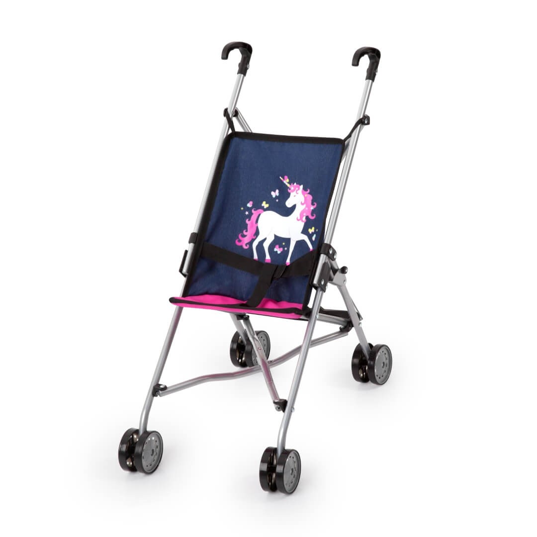 Puppen-Buggy, blau/pink mit Einhorn von Bayer Design