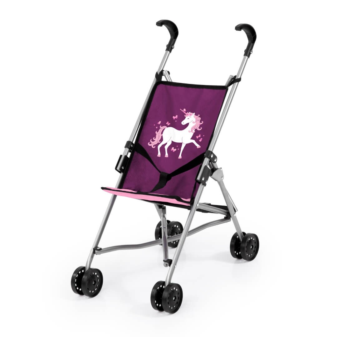 Puppen-Buggy pflaume mit Einhorn - Puppenwagen von Bayer Design