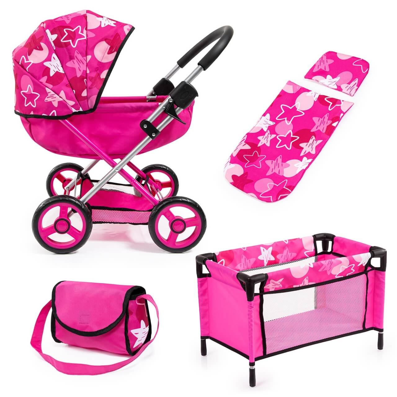 Puppenwagen Cosy Set pink Sterne von Bayer Design