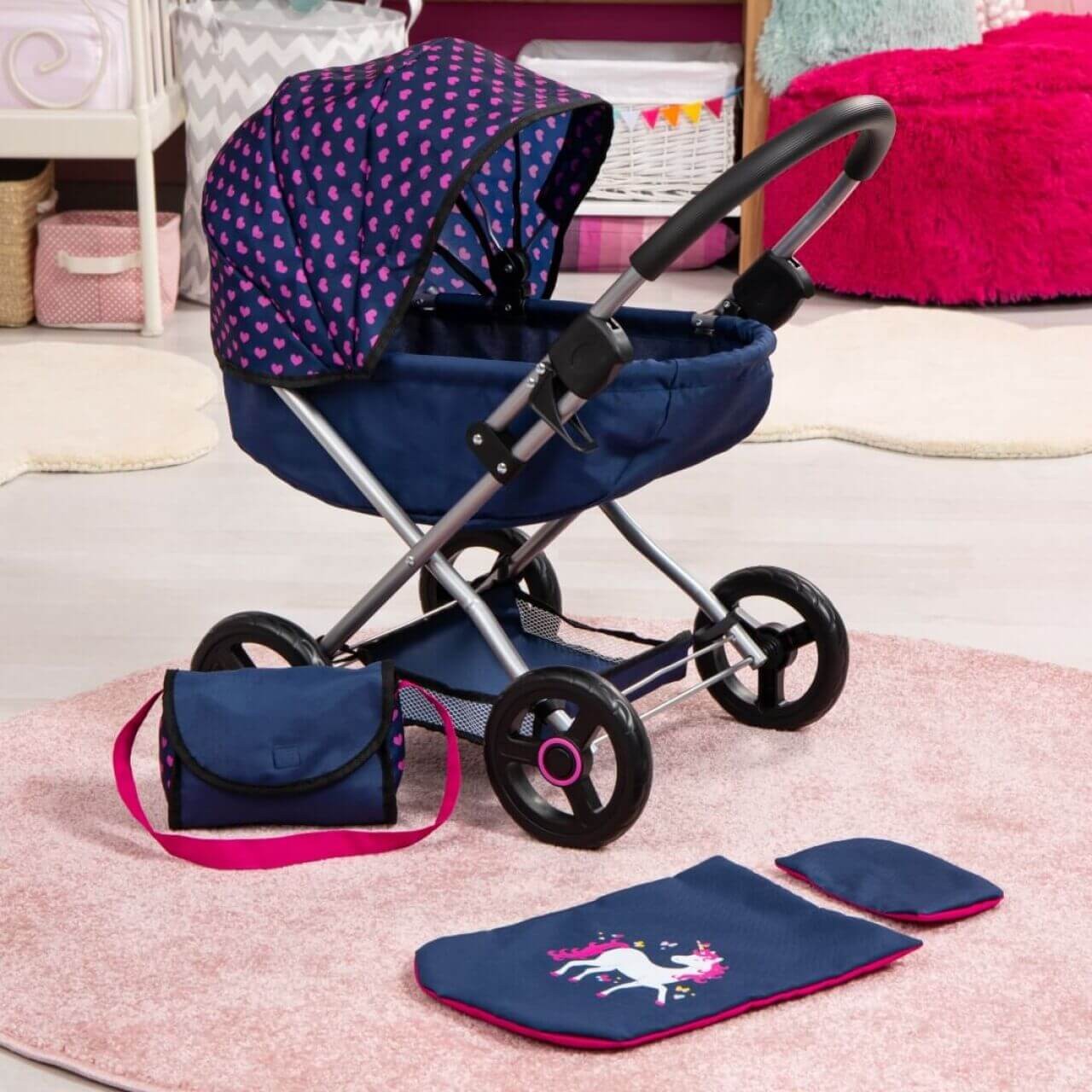 Puppenwagen Cosy blau/Einhorn Puppenwagen Cosy blau/Einhorn von Bayer Design