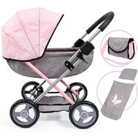 Puppenwagen Cosy grau/rosa 63x34x58cm von Bayer Design