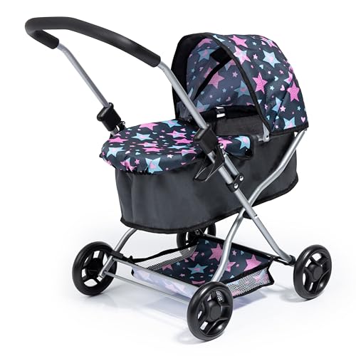 Puppenwagen Go, zusammenklappbar, weicher Griff, modernes Design, schwarz mit Sternen von Bayer Design