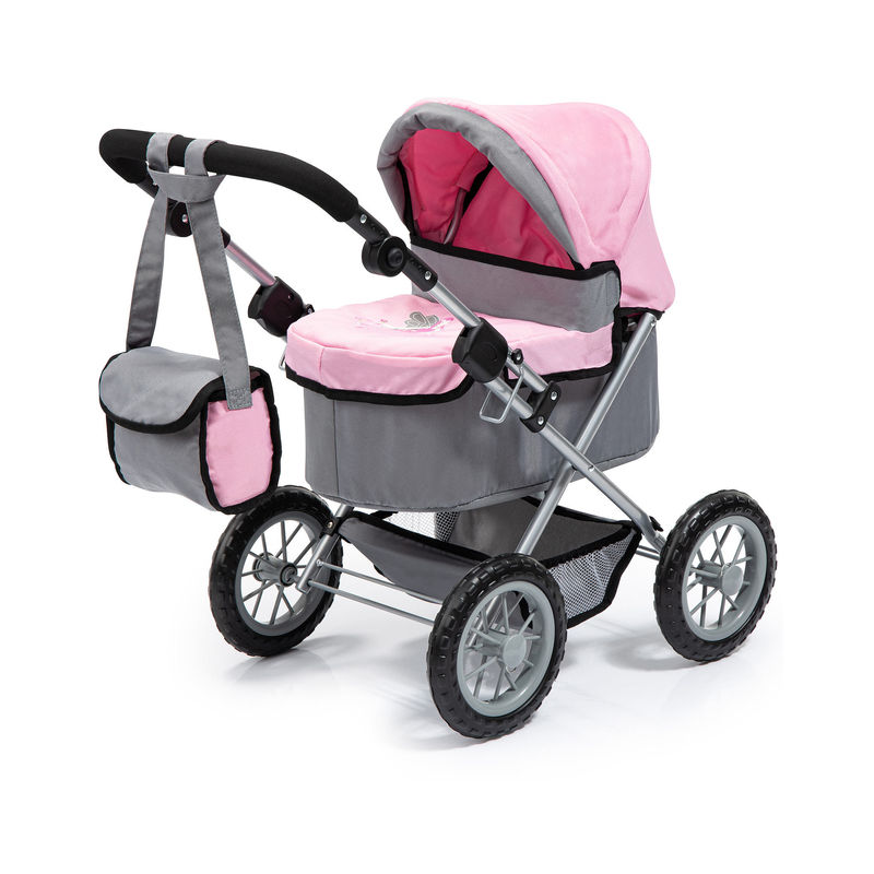 Puppenwagen TRENDY FAIRY mit Tasche in grau/rosa von Bayer  Design