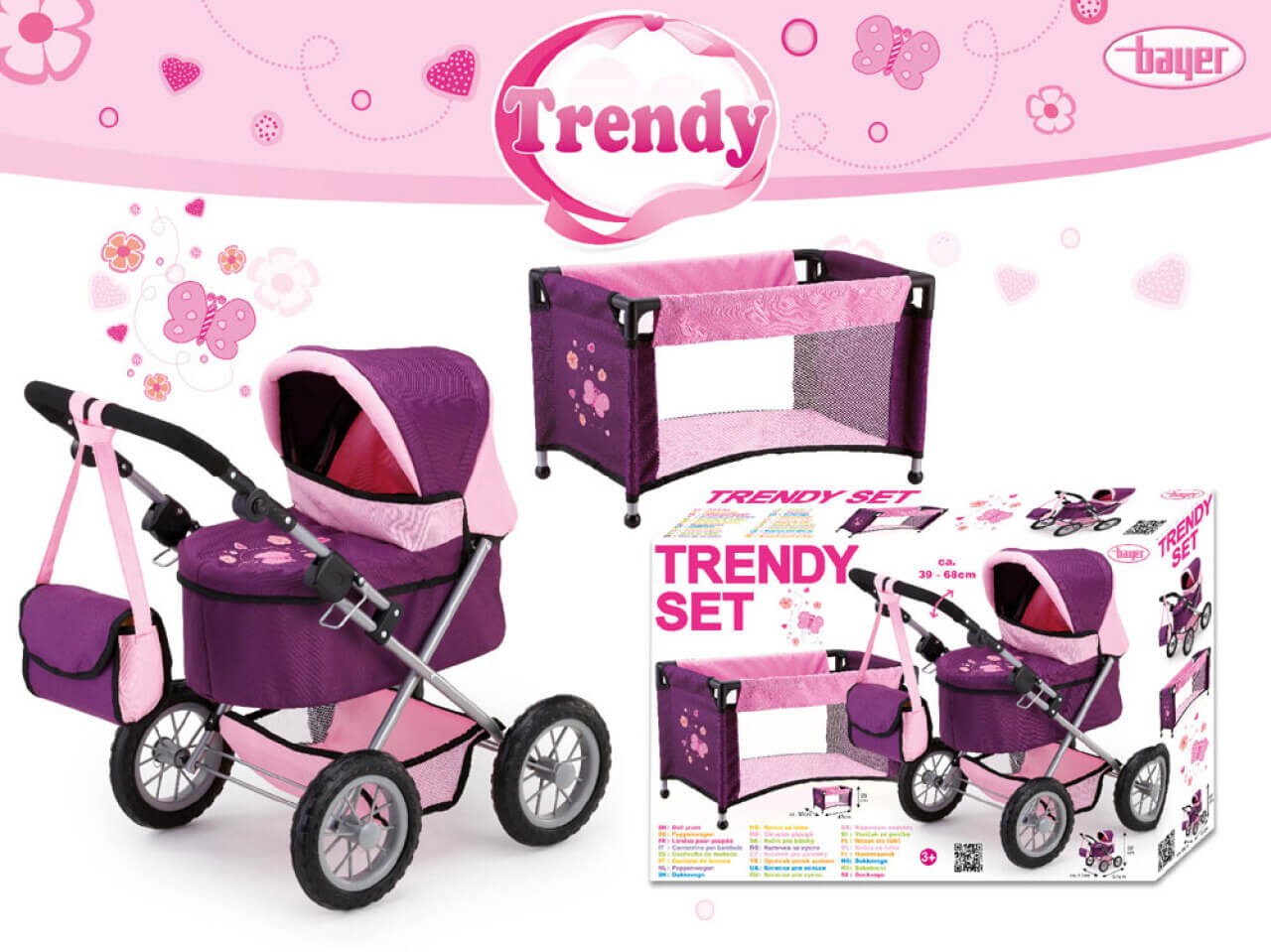 Puppenwagen Trendy, Set mit Bett Farbe Pflaume Puppenwagen Trendy, Set mit Bett Farbe Pflaume von Bayer Design