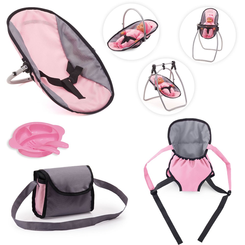 Puppenzubehör-Set, rosa/grau Puppenzubehör-Set, rosa/grau von Bayer Design