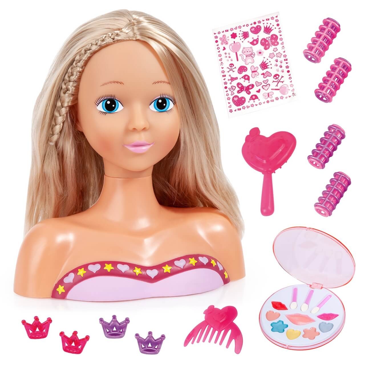 Schmink- und Frisierkopf, 27 cm, mit Kosmetik und Sticker, blond Schmink- und Frisierkopf, 27 cm, mit Kosmetik und Sticker, blond von Bayer Design