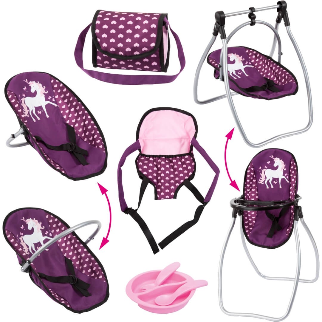 Zubehör-Set für Puppen, Farbe pflaume mit Einhorn Zubehör-Set für Puppen, Farbe pflaume mit Einhorn von Bayer Design