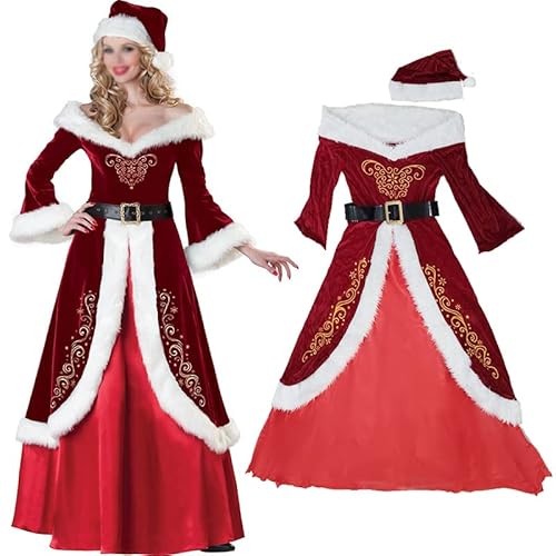 Baymate Weihnachtsmann Kostümset Weihnachtsfeier Cosplay für Erwachsene, Roter Weihnachtsmann Anzug, Cosplay Verkleidung (3pcs) von Baymate