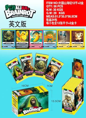Bayuyi Italian Brainrot Trading Card Game – 24 versiegelte Boosterpacks, 14 Karten pro Pack, Sammelkartenspiel für Kinder, Geschenk für Kartenliebhaber (A) von Bayuyi