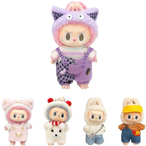Bayuyi La-bu Puppenkleidung für 17 cm Plüschpuppe – DIY Outfit Set, weiches und elastisches Kleidungsset für Kuscheltiere, detailreiche Anziehzubehör-Garnitur, Geschenk für Kinder & Sammler (A) von Bayuyi