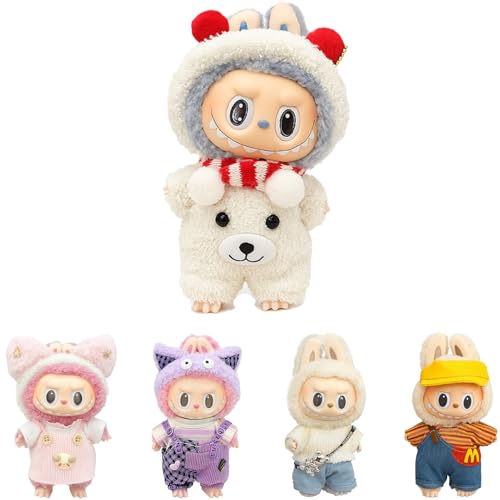 Bayuyi La-bu Puppenkleidung für 17 cm Plüschpuppe – DIY Outfit Set, weiches und elastisches Kleidungsset für Kuscheltiere, detailreiche Anziehzubehör-Garnitur, Geschenk für Kinder & Sammler (B) von Bayuyi
