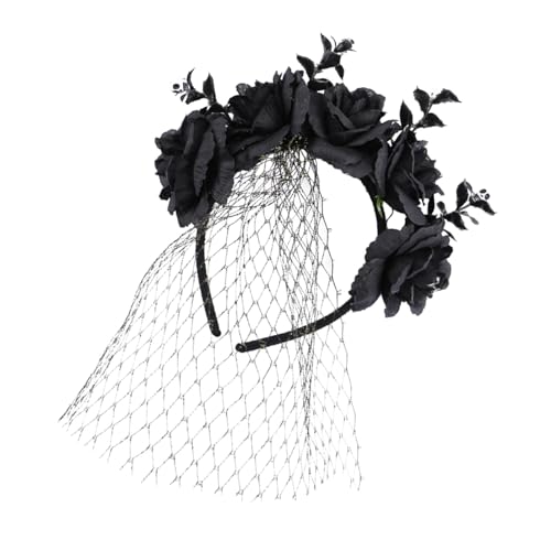 Halloween Blume Stirnbänder - Halloween Schleier Stirnband | Halloween Rosen Girlande Stirnband, Blume Haarring, Haarband mit Halloween Rosen, von Bbbabeslk