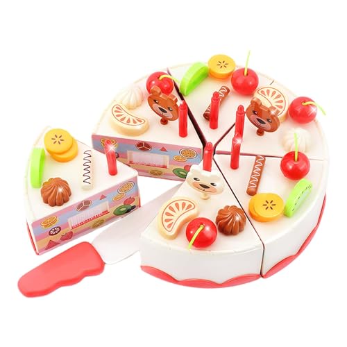 Kuchen-Spielset, 42-teiliges Geburtstagskuchen-Spielzeug-Lebensmittel-Spielset, ABS-Geburtstagsparty-Kuchen-Spielset, dekoratives Spielzeug-Lebensmittel-Set für Geburtstagsfeier-Kuchen, Kuchenschn von Bbbabeslk