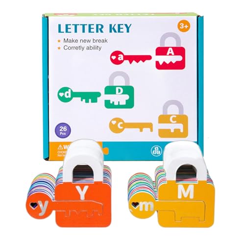 Lernschlösser für Kinder mit Schlüsseln, Zahlenzählung für Kinder | Kombinationsset aus Schlüsseln und Schlössern zur Buchstabenerkennung aus Holz, multifunktionales Lernspielzeug von Bbbabeslk