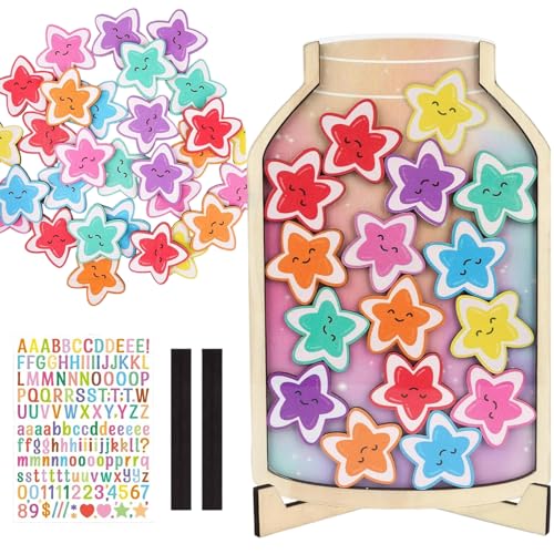 BbiuRer Belohnungsglas, Belohnungsglas mit 51 Sternen,Hölzerne Belohnungstabelle für Kleinkind-Baby-Toiletten-Töpfchentraining, Aufkleber für tägliche Routine,Hausarbeiten,Schlafenszeit BbiuRer Belohnungsglas, Belohnungsglas mit 51 Sternen,Hölzerne Belohnungstabelle für Kleinkind-Baby-Toiletten-Töpfchentraining, Aufkleber für tägliche Routine,Hausarbeiten,Schlafenszeit von BbiuRer