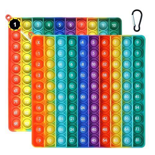 Einmaleins Lernen, 1x1 Lernen Spiel, Einmaleins Spiel, 2er Set Mit Mathematik Bubble Press Spielzeug Und Sicherheitskarabiner, Toys Kinder Rainbow Multiplikationsbrett Sensory Toy Lernspielzeug von BbiuRer