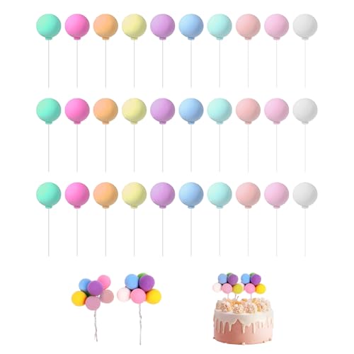 30 Stück Tortendeko Kugeln Cake Topper, Tortendeko Balls, Kuchen Deko Kugeln, Mini Ballons Bunte Luftballons Einsatz für Hochzeit Geburtstag Jahrestag Babyparty Cupcake Deko Kuchendekoration 30 Stück Tortendeko Kugeln Cake Topper, Tortendeko Balls, Kuchen Deko Kugeln, Mini Ballons Bunte Luftballons Einsatz für Hochzeit Geburtstag Jahrestag Babyparty Cupcake Deko Kuchendekoration von Bbtcxjs