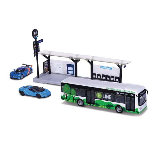 BBURAGO 1/64 öffentliche Verkehrsmittel – Playset City Bus + Station + 2 Fahrzeuge – Blau oder Grün BBURAGO 1/64 öffentliche Verkehrsmittel – Playset City Bus + Station + 2 Fahrzeuge – Blau oder Grün von Bburago