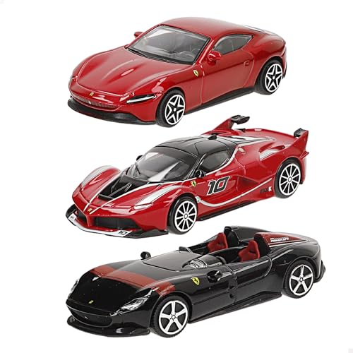 BBURAGO - Geschenkpackung 3 Ferrari R&P - 3 Modelle ikonischer Autos im Maßstab 1:43 (zufällige Auswahl aus den verfügbaren Sortimenten), offizielle Ferrari-Lizenz, empfohlenes Alter 3+ Jahre von Bburago