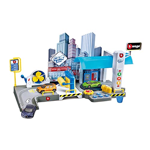 Bauer Spielwaren Bburago StreetFire (18-30406) Waschstraße Spieleset, inkl. 1/43 Modellauto von Bburago