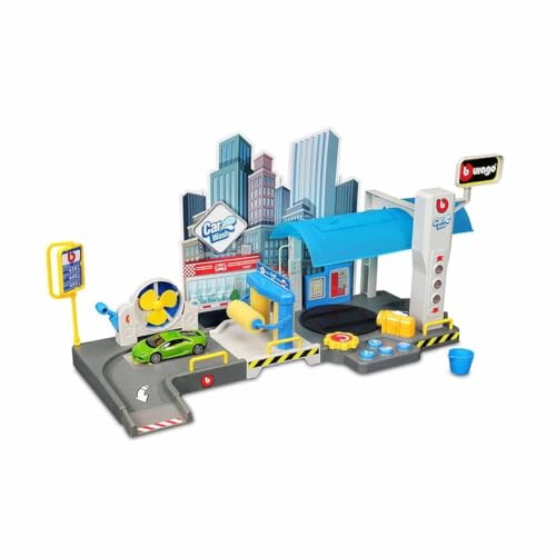 Bauer Spielwaren Bburago StreetFire Waschstraße: hochwertiges Spieleset mit tollen Features inkl. Auto, Street Fire (18-30406) von Bburago