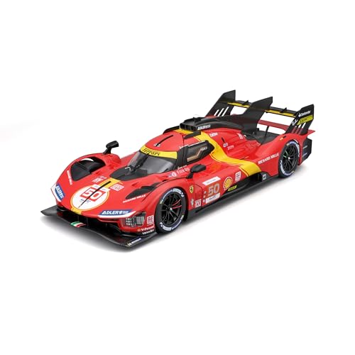 Bburago - 1/18 Ferrari Racing - 499P LMH 2023#50 - Rot - Neuheit 2024: Metallnachbildung - detailliertes Interieur - Türen und Haube zum Öffnen im Maßstab 1:18. - Gewinner der 24h von Le Mans 2023 von Bburago