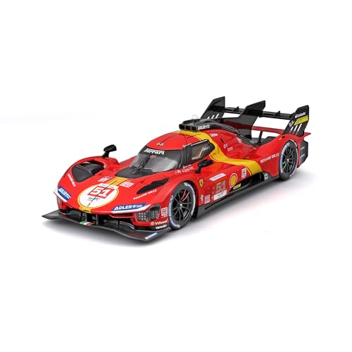 Bburago Ferrari 499P Lemans (2023): Modellauto im Maßstab 1:24, Le-Mans-Sieger 2023, Türen beweglich, rot (18-26309) von Bburago