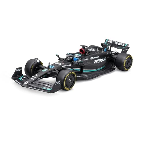 Bburago - 1/24 Racing – 2023 Mercedes-AMG F1 W14 E-Performance – mit Helm #Russell – Neuheit 2024: Eine präzise Nachbildung für Rennfans, der den Geist des Wettbewerbs einfängt von Bburago